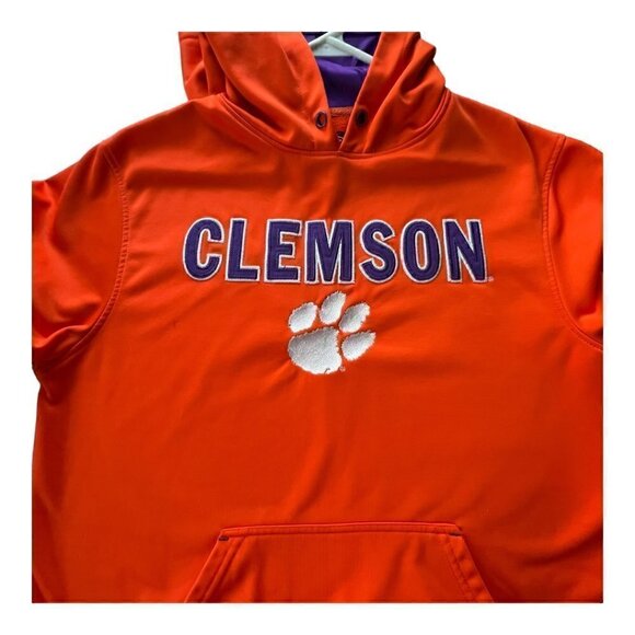 Clemson Tigers Orange Unisex Hoodie Sweatshirt White Paw Logo Front Pocket Sz M - Picture 8 of 11